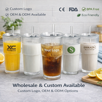 Tasses en Verre Réutilisables avec Paille, Grande Capacité pour Café, Thé, Jus, Lait et Eau, Mugs Portables pour Enfants et Adultes en Voyage