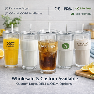 Bicchieri in <span class=keywords><strong>Vetro</strong></span> Riutilizzabili <span class=keywords><strong>con</strong></span> Cannuccia, Grande Capacità per Caffè, Tè, Succo, Latte, Acqua, Tazze per Bambini e Adulti, Portatili da Viaggio - Product Image 1