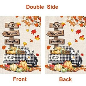 Paquete de 2 Banderas de Jardín Otoñales de 12 x 18 Pulgadas, Doble Cara, con Diseño de Calabaza, Decoraciones de Bienvenida para el Hogar, Porche y Exteriores - Product Image 5
