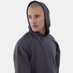 เสื้อฮู้ดผ้าฝ้ายแบบสวมหัวแขนยาวแบบหนาสำหรับผู้ชายเสื้อแบบรูดซิปเต็มตัวมีเชือกรูดแบบเรียบๆสำหรับใส่ไปยิมคลาสสิก - Product Image 2