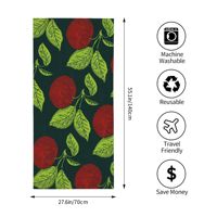 Trendy moderne donkergroene badhanddoek met fruitmotief van polyester - snel drogend, aanpasbaar zomerstrandaccessoire