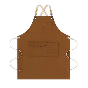 Delantal de Preparación de Alimentos de Lona y Cuero con Bolsillos con Cremallera para Cocinas Profesionales - Product Image 1