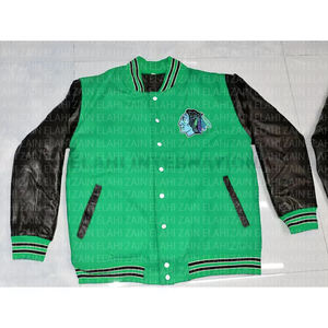 Chaqueta universitaria de lana roja con mangas de cuero negro/Chaqueta universitaria de lana negra Lisa personalizada/Chaqueta universitaria Letterman Manga de cuero - Product Image 5