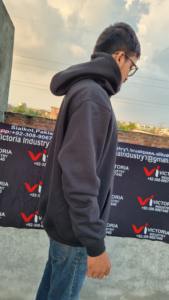 Sweat à capuche ample et surdimensionné, 100% coton, tissu polaire lourd, design découpé, automne, lavage à la pierre, broderie - Product Image 2