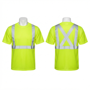 เสื้อยืดทำงานนิรภัยแบบตาข่าย 160 GSM พรีเมียมโพลีเอสเตอร์ สีเหลือง พร้อมแถบสะท้อนแสง รับผลิตตามแบบ OEM พร้อมสกรีนโลโก้ - Product Image 3