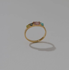 Amethyst Turquoise Lapis Pear Cut Cluster <b>Ring</b> S925 14K Gold Plated Multi-Stone OEM Wholesale Thailand - Product Image 1