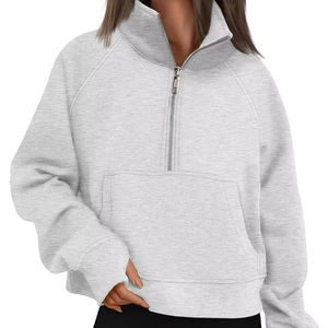 Sweat-shirt à capuche en coton pour femme de haute qualité, fermeture éclair quart de tour, style streetwear, pour l'arrivée de l'hiver, vente en gros 2026 - Product Image 1