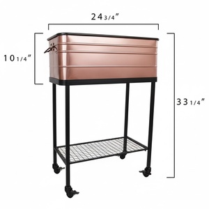 Juego de 2 Macetas Modernas de Metal Verde con Soportes de Madera de Olivo Natural, Elegantes Macetas Decorativas para el Hogar, para Sala de Estar, Balcón, Jardín - Product Image 4