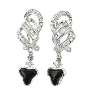 Boucles d'oreilles pendantes en argent 925 avec onyx noir pour femmes, bijoux fantaisie pour tous les jours et occasions spéciales - Product Image 2