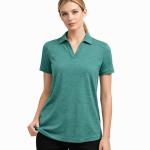 Polo de golf personnalisé OEM pour femme, séchage rapide, respirant, extensible, coupe ajustée, manches courtes, t-shirt de sport pour femme, vente en gros - Product Image 4