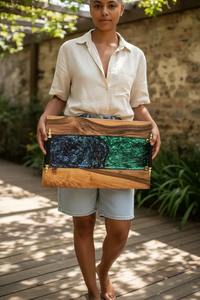 Bandeja de Resina y Madera de Calidad de Exportación, Elegante Organizador para Mesa, Tocador, Dormitorio y Decoración del Hogar a Precio Directo de Fábrica - Product Image 2