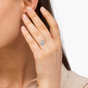 14K Rose Gold Fine Jewelry <b>Set</b> <b>Square</b> Halo Diamond Bridal Ring & Band with 0.35ct Elegant 14k Rose Gold Wedding Band <b>Set</b> - Product Image 2