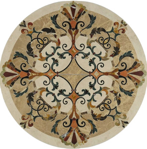 หินธรรมชาติวอเตอร์เจ็ทแบบฝังหินอ่อนพื้นหรูหราหรูหราสง่างามดอกไม้โค้งสี่เหลี่ยมกระเบื้องโมเสค - Product Image 2