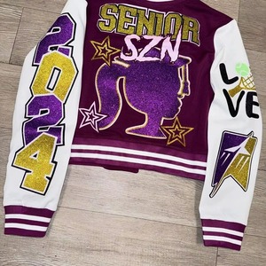 Chaqueta universitaria para chaquetas de béisbol personalizadas para mujer, chaquetas Letterman personalizadas para mujer, chaquetas Varsity para mujer en blanco al por mayor - Product Image 3