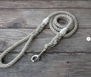 Grey Organic Cotton Rope Dog <b>Leash</b> <b>Pet</b> Supplies Accessory Customized Colored Cotton Rope Handmade Dog <b>Leash</b> <b>Pet</b> <b>Leash</b> Set - Product Image 1