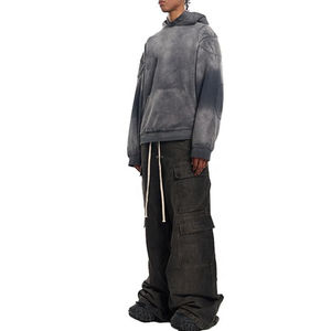 Logo personnalisé Vintage 400Gsm Distressed brodé soleil-fané coton polaire Asidwash vierge de haute qualité sweat hommes à capuche - Product Image 4