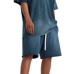 Shorts de jogging unisexes personnalisés en molleton délavé, bord brut, en molleton bouclé épais, coton lourd, décontractés, pour hommes, course à pied, fitness, vintage, délavé à l'acide - Product Image 5