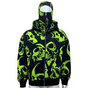 Masque Ninja uni noir pour homme 2025, à fermeture éclair, imperméable, respirant, léger, doublé, avec logo personnalisé imprimé sur le devant, coupe classique - Product Image 1