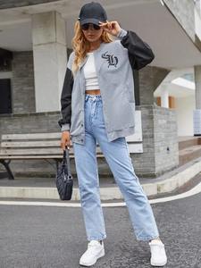 Chaqueta Varsity Bordada para Mujer, Invierno 2026, Estilo Urbano, Chaqueta de Béisbol de Lana - Product Image 5