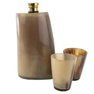 Frasco de cuerno de vaca Mango con tapa de metal Estilo animal pulido para agua Licor Bebidas Almacenamiento Producto artesanal natural - Product Image 5