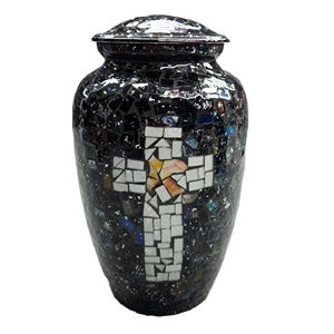 Nouvelle urne mosaïque en métal jésus croix urne de crémation pour les services cinéraires mémorial funéraire adulte urne de cendres humaines - Product Image 2