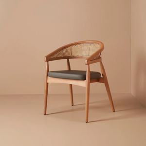 Contemporary <b>Teak</b> Wood Eco-Friendly Armchair with Curved Backrest for Apartment and Dining Areas - Product Image 1