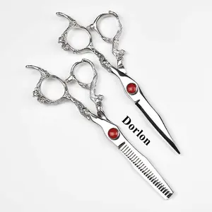 Ensemble de ciseaux de coiffeur professionnels à poignée Dragon meilleur ensemble de ciseaux de coiffure pour hommes et femmes - Product Image 1