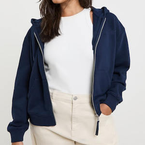 Vente chaude Logo Personnalisé Marine Femmes Épaule Goutte Script Sweat À Capuche Zip Anti-Rides Et Respirant Sweats À Capuche Vierges Pour Les Femmes - Product Image 1