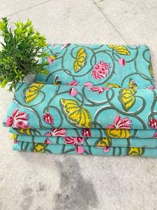 Ấn Độ tay đóng dấu màu hồng hoa khối in vải sanganeri thiết kế bông cho phụ nữ váy và trẻ em 'hàng thủ công Kích thước sân - Product Image 2