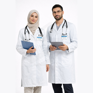 Bata de Laboratorio Médica Blanca Personalizada para Doctores, Enfermeras y Hospitales, Ropa de Trabajo Profesional de Polialgodón - Product Image 1