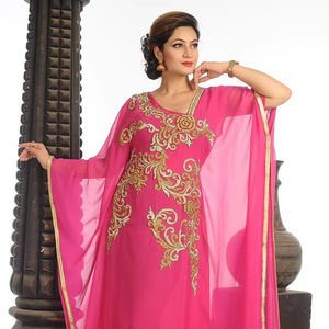Caftan en Georgette respirant rose avec Zari Work Custom ODM Supply - Product Image 1