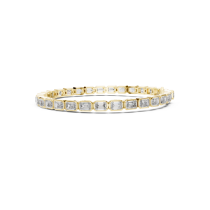 Emerald Cut Moissanite Bezel Set Tennis <b>Bracelet</b> 925 Sterling <b>Silver</b> Rhodium Plated Handmade Fine Jewelry GRA Certified Luxury - Product Image 3