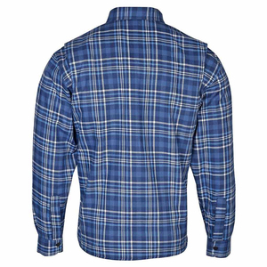<b>Men's</b> Premium Quality Breathable Cotton <b>Flannel</b> <b>Shirts</b> <b>Blue</b> White Plaid Windproof Summer Vacation <b>Shirt</b> OEM - Product Image 3