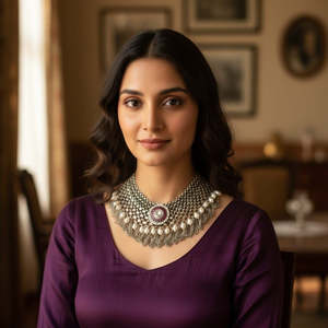 Collar Tribal Tales Rani Pearl Kundan Fusion, Diseño Elegante e Intrincado para Mujer - Product Image 1