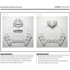 เสื้อฮู้ดดี้ผู้หญิง ผ้าฟลีซคอตตอน 500gsm ประดับคริสตัล พิมพ์ลายนูน 3 มิติ ป้ายติดเสื้อ ครอปท็อป สตรีทแวร์ ขายส่ง สินค้าใหม่ - Product Image 6