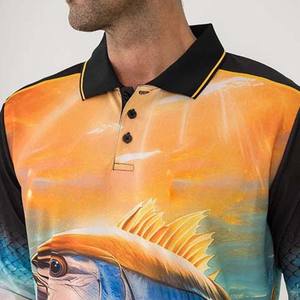 Polos de pesca personalizados Sublimación de manga larga en blanco Anti-UV Upf 50 Ropa deportiva de pesca transpirable de secado rápido para hombres - Product Image 3