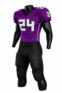 Ensemble d'uniformes de football américain personnalisés, maillot violet et pantalon rembourré noir, kit d'équipe de football américain - Product Image 6