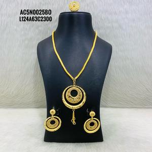 Conjunto de collar con colgante de Latón chapado en oro largo con patrón de número de flor religiosa Vintage Cadena de caja chapada en plata de moda - Product Image 1