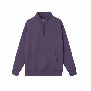 Sweat-shirt quart de fermeture éclair brodé personnalisé pull-over en polaire unisexe avec poche en vrac OEM ODM taille et couleur personnalisation disponible - Product Image 1