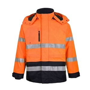 Hi Vis Traffic <b>Waterproof</b> Windproof Fluorescent Orange Safety Coat Winter - Product Image 1