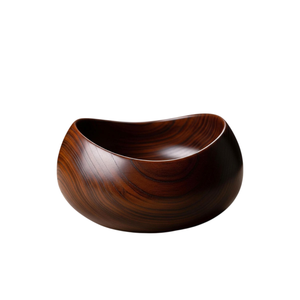 Bol de service en bois de noyer artisanal, design moderne facetté, vaisselle de cuisine écologique, bol à salade de fruits, décoration de la maison - Product Image 5