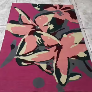 Tapis Boho de luxe de créateur Tapis coloré brodé en fil PET recyclé tissé à la main pour la décoration intérieure, le bureau, simple et moderne - Product Image 1