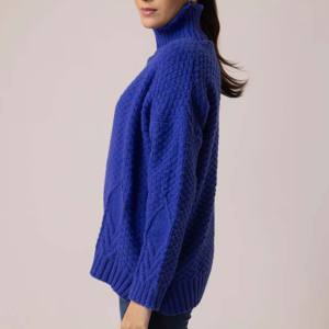 สเวตเตอร์สวมหัวคอกลมระบายอากาศได้ดีมีโลโก้ด้านหน้าเสื้อกันหนาวผ้าฝ้ายถักแบบกำหนดเอง - Product Image 2