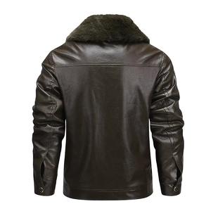 Chaqueta de Cuero para Motociclista de Forro Polar para Hombre, Estilo Otoñal, Cuello Alto, Logotipo Frontal, Prenda Exterior Estándar, Estilo Vintage, Cortavientos Formal - Product Image 6
