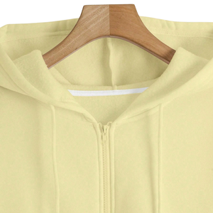 <b>Women</b> Plain <b>Zip</b> <b>up</b> Fleece Polyester Winter Hooded Full Sleeve <b>Jacket</b> Drawstring Front Pockets Ribbed Cuffs Hem Casual - Product Image 3