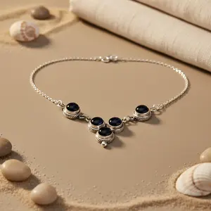 Collar de Plata 925 para Mujer con Ónix, Turquesa, Circonita, Piedras Preciosas, Patrón Geométrico, Chapado en Rodio, Platino, Oro Rosa, Regalo - Product Image 2