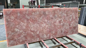 Superbe dalle de table en quartz rose écologique, cristal de guérison semi-précieux, centre de table moderne pour canapé, utilisation hôtelière Diwali - Product Image 3