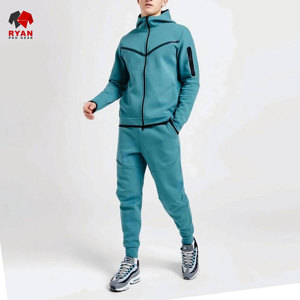 Survêtement sur mesure pour homme avec fermeture éclair, col à capuche et logo personnalisé, design OEM - Product Image 1