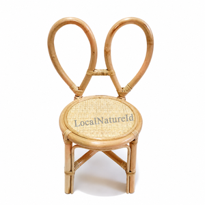 Silla de Comedor Infantil de Ratán con Orejas de Conejo, Asiento Tejido, Diseño Contemporáneo, Color Natural para Niños - Product Image 2
