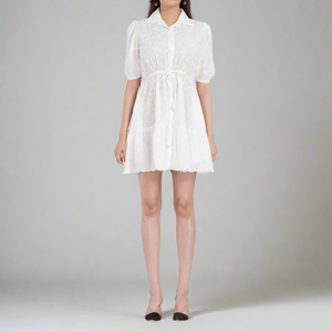 Vestido Mini Blanco de Algodón para Mujer, Cuello Bordado, Transpirable, Talla XS, Sin Tirantes, Estilo Imperio, Elegante, para Fiestas, Clubes y Uso Diario - Product Image 5
